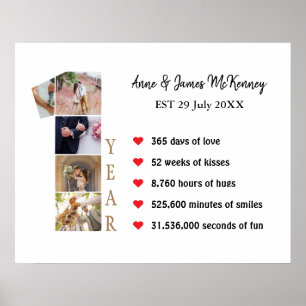 Aangepaste fotolijstjes 1-jarig jubileum poster