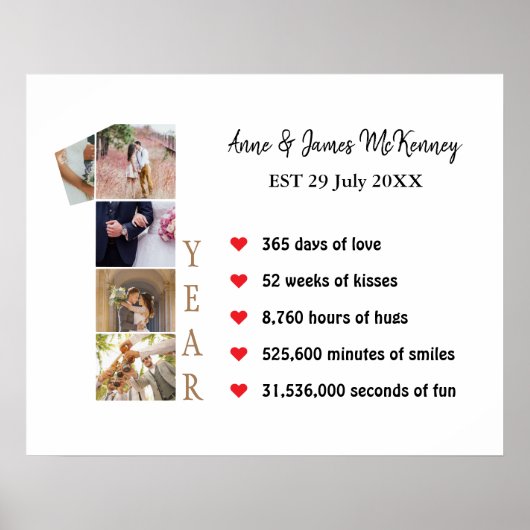 Aangepaste fotolijstjes 1e verjaardag poster (Voorkant)