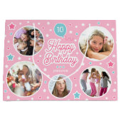 Aangepaste fotomeisjes verjaardagscadeautas | Roze Groot Cadeauzakje (Voorkant)