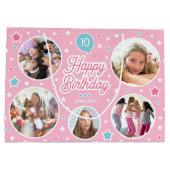 Aangepaste fotomeisjes verjaardagscadeautas | Roze Groot Cadeauzakje (Achterkant)