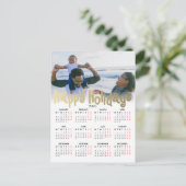 Aangepaste fotominimalistische kalender 2025 Gold Feestdagenkaart (Staand voorkant)