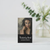 Aangepaste fotomodellen zwart visitekaartje (Staand voorkant)