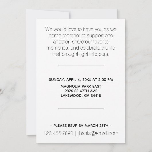 Aangepaste fotomoderne viering van het leven bedankkaart (Achterkant)