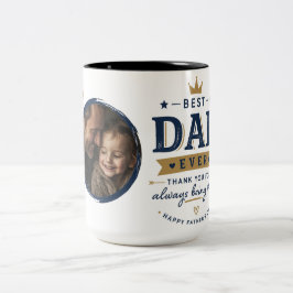Aangepaste fotomok voor Vaderdag – Beste papa ooit Tweekleurige Koffiemok