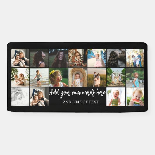 Aangepaste fotomontage fotocollage verjaardagsfees spandoek (Horizontaal)