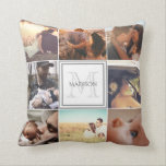 Aangepaste fotomontage kussen<br><div class="desc">Persoonlijke fotomozaïek en monogram</div>