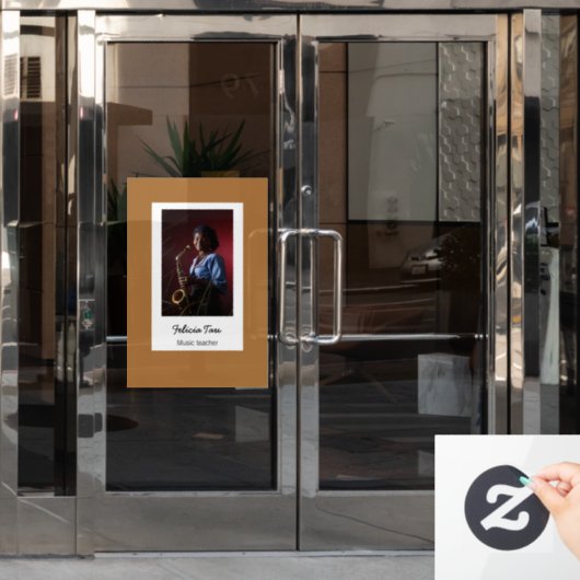 Aangepaste fotomuzikant-bruin raamsticker (Kantoordeur)