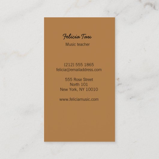 Aangepaste fotomuzikant-bruin visitekaartje (Achterkant)