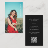 Aangepaste fotomuzikant QR-code Black&White Visitekaartje (Voorkant / Achterkant)