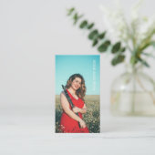 Aangepaste fotomuzikant QR-code Bourgogne Visitekaartje (Staand voorkant)