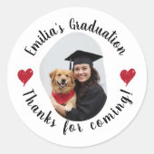 Aangepaste Fotonaam Afstuderen Bedankt Favors Ronde Sticker (Voorkant)