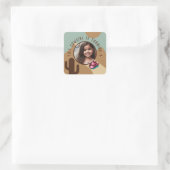 Aangepaste Fotonaam Any Age Cowgirl Thema Verjaard Vierkante Sticker (Tas)