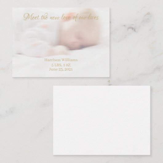 Aangepaste fotonaam Baby Geboortekaart Notitiekaartje (Voorkant / Achterkant)