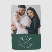 Aangepaste fotonaam Clubs Bal Emerald Groen Wit Golfhanddoek (Voorkant)