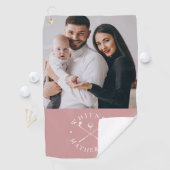 Aangepaste fotonaam Clubs en bal Dusty Rose Wit Golfhanddoek (Insitu)