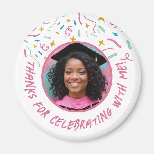Aangepaste Fotonaam Confetti Afstuderen Dank u Magneet (Voorkant)