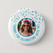 Aangepaste Fotonaam Confetti Verjaardag Dank u Ronde Button 5,7 Cm (Voorkant)