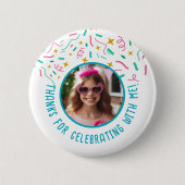 Aangepaste Fotonaam Confetti Verjaardag Dank u Ronde Button 5,7 Cm (Voorkant)