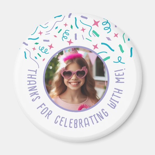 Aangepaste Fotonaam Confetti Viering Dank u Magneet (Voorkant)