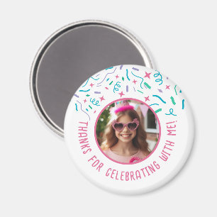 Aangepaste Fotonaam Confetti Viering Dank u Magneet