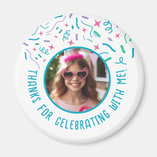 Aangepaste Fotonaam Confetti Viering Dank u Magneet (Voorkant)