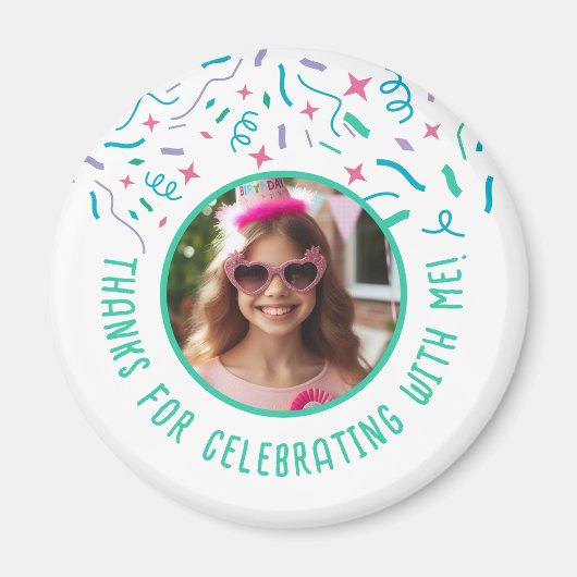 Aangepaste Fotonaam Confetti Viering Dank u Magneet (Voorkant)