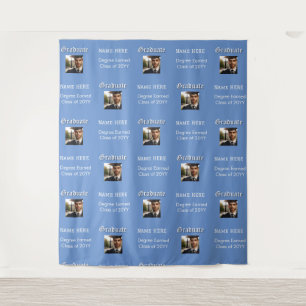 Aangepaste Fotonaam Degree Graduation Party Achter Wandkleed