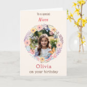 Aangepaste fotonaam  Flowers Niece Verjaardag Kaart (Gele Bloem)