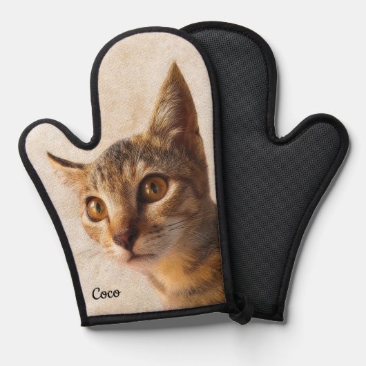 Aangepaste fotonaam gepersonaliseerde kat Sjabloon Ovenwant (Voorkant / Achterkant)