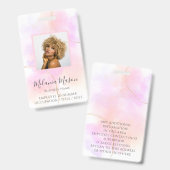Aangepaste fotonaam Gold Pink Waterverf Personeel Badge (Voor- en achterkant)
