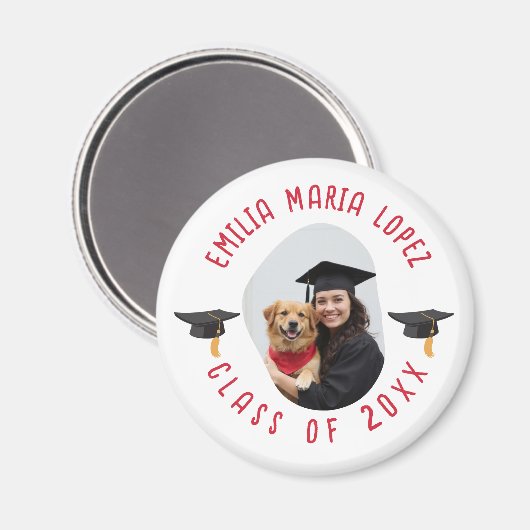 Aangepaste fotonaam Graduation Cap Keepsake Magneet (Voorkant / Achterkant)