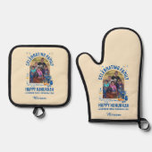 Aangepaste Fotonaam HANUKKAH FAMILY REUNION Ovenwant & Pannenlap Set (Voorkant)