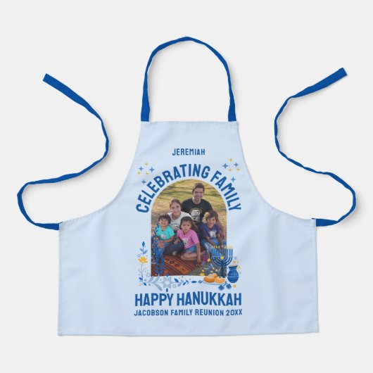 Aangepaste Fotonaam HANUKKAH FAMILY REUNION Schort (Voorkant)