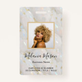 Aangepaste Fotonaam Holografische Faux Opal Stone Badge (Voorkant)