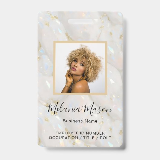 Aangepaste fotonaam holografische nepopaalsteen badge (Voorzijde)