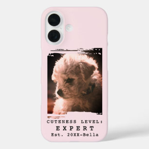 Aangepaste fotonaam jaar grappige schattige hond z iPhone 16 hoesje