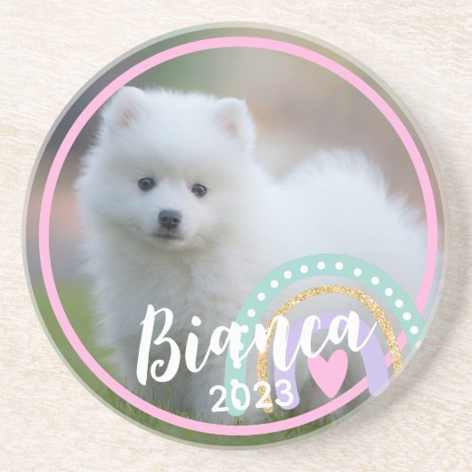 Aangepaste fotonaam Jaar Regenboog Zandsteen Onder Zandsteen Onderzetter (Voorkant)