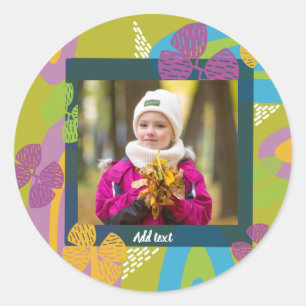 Aangepaste fotonaam kleurrijk meisje kinderen ronde sticker