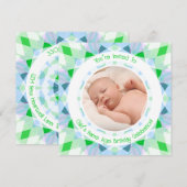 Aangepaste fotonaam Leeftijd Blauw Groen Verjaarda Kaart (Voorkant / Achterkant)