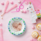 Aangepaste fotonaam Leeftijd Blauw Groen Verjaarda Papieren Kommen (Feest)