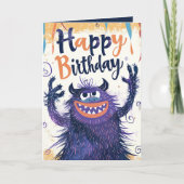 Aangepaste fotonaam leeftijd | Cute Monster Illust Kaart (Voorkant)