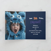 Aangepaste fotonaam leeftijd | Cute Monster Illust Kaart (Binnen)