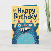 Aangepaste fotonaam leeftijd | Cute Monster Illust Kaart (Voorkant)