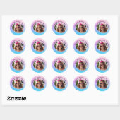 Aangepaste Fotonaam & Leeftijd Happy Birthday Grad Ronde Sticker (Vel)