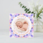 Aangepaste fotonaam Leeftijd Roze Paarse Verjaarda Kaart (Staand voorkant)
