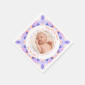 Aangepaste fotonaam Leeftijd Roze Paarse Verjaarda Servet (Hoek)