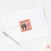 Aangepaste Fotonaam Leuke Verjaardagsballon Dank u Vierkante Sticker (Envelop)