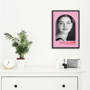 Aangepaste fotonaam liefde minimalistisch roze roo perfect poster