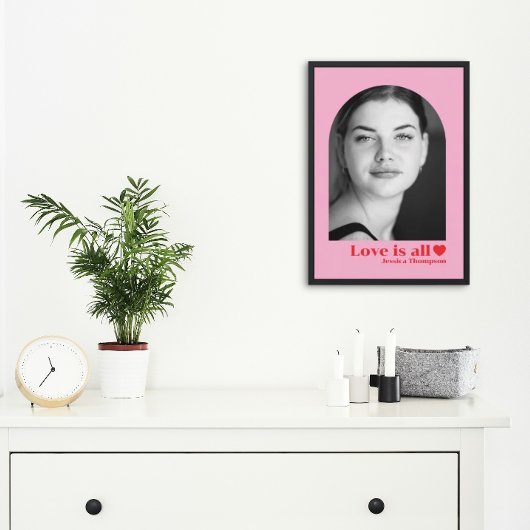 Aangepaste fotonaam liefde minimalistisch roze roo perfect poster