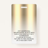 Aangepaste fotonaam Metallic Gold Personeel Badge (Achterkant)